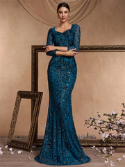 V-neck Prom Elegant Long sleeve Wedding Party Cocktail Gowns