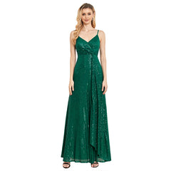 Elegant Suspenders V-Neck Evening Dress