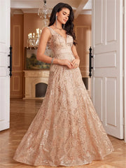 Sequins Blue Evening Dress