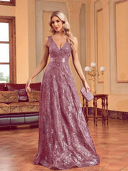 Sequins Blue Evening Dress