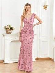 Long Mermaid Formal Deep V-neck Prom Dresses