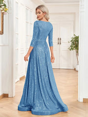 Sexy Deep V-Neck Sequins Evening Dress