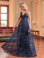Sequins Blue Evening Dress