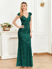 Long Mermaid Formal Deep V-neck Prom Dresses