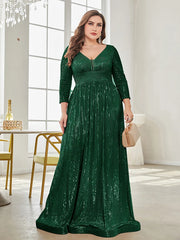 Sleeves Sequins Evening Dress