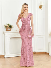 Long Mermaid Formal Deep V-neck Prom Dresses