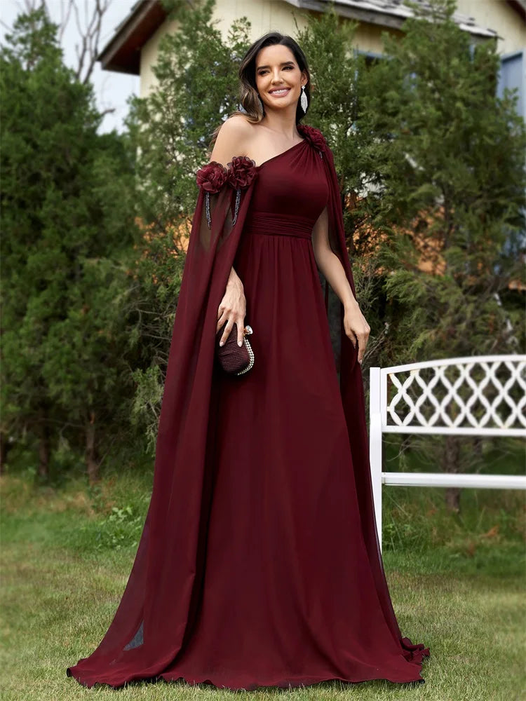 Chiffon Streamer Navy Evening Dress | XUIBOL