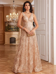 Sequins Blue Evening Dress
