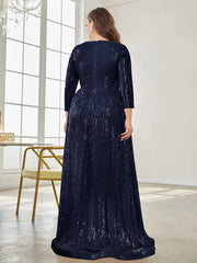 Sleeves Sequins Evening Dress
