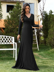 Elegant Green Long Sleeve Formal Evening Dresses | XUIBOL