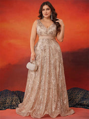 Luxury Sexy Deep V-Neck Sequins Green Evening Dress