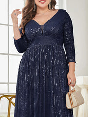 Sleeves Sequins Evening Dress