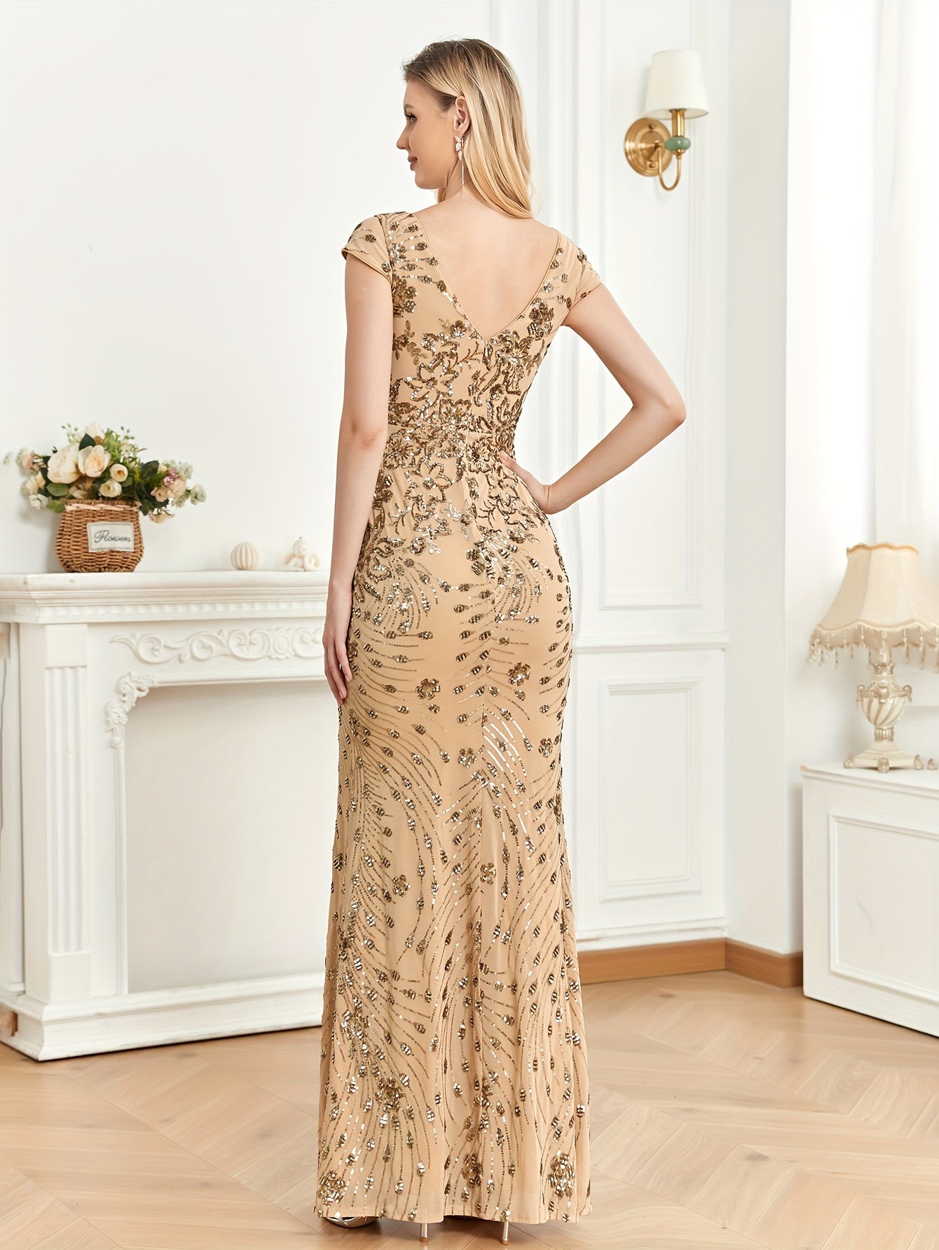 XUIBOL | Sequin Decor Mermaid Hem Formal Dress