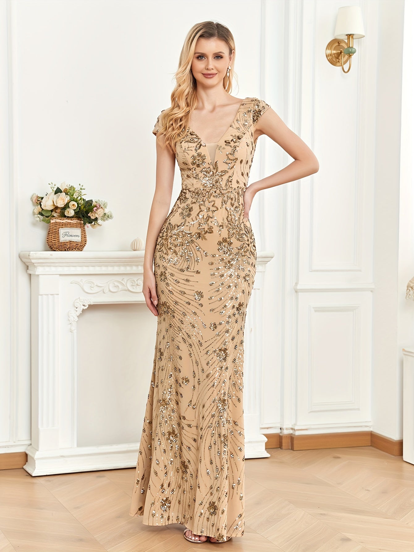 XUIBOL | Sequin Decor Mermaid Hem Formal Dress