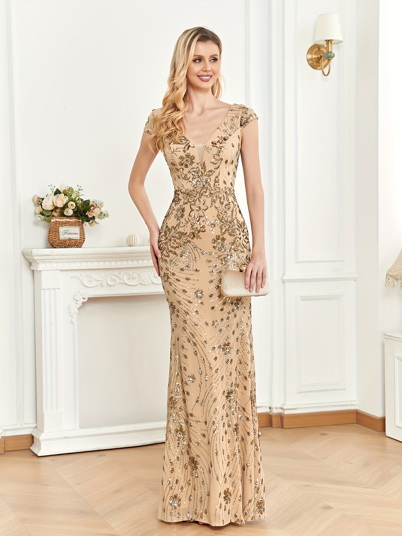 XUIBOL | Sequin Decor Mermaid Hem Formal Dress