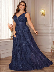 Luxury Sexy Deep V-Neck Sequins Green Evening Dress