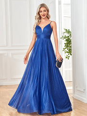 V-Neck A-Line Floor-Length Gown