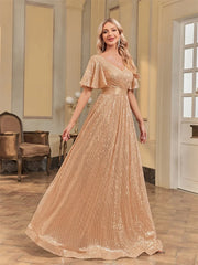 Plus Size V-Neck Evening Dress