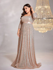 Plus Size sleeve Sequin Evening Dresses