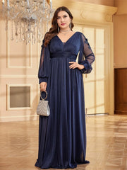 Plus Size Long Sleeves Evening Dress