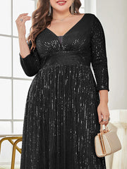 Sleeves Sequins Evening Dress