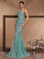 Elegant Mermaid Formal Bridesmaid Party Maxi Prom