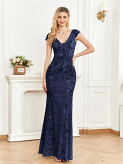 Long Mermaid Formal Deep V-neck Prom Dresses
