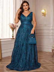 Luxury Sexy Deep V-Neck Sequins Green Evening Dress