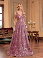 Sequins Blue Evening Dress