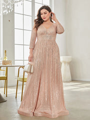 Sleeves Sequins Evening Dress