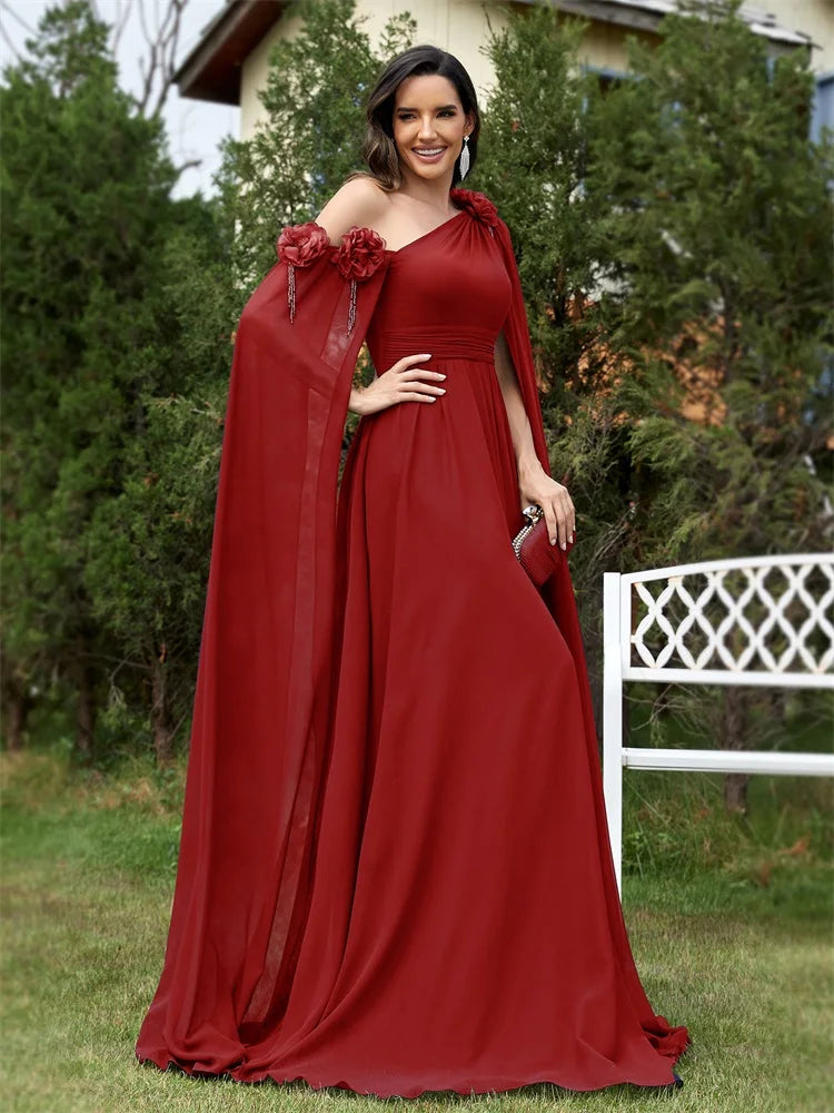 Chiffon Streamer Navy Evening Dress | XUIBOL