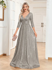 Sexy Deep V-Neck Sequins Evening Dress