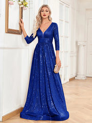 Sexy Deep V-Neck Sequins Evening Dress
