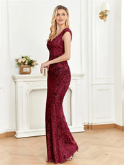 Long Mermaid Formal Deep V-neck Prom Dresses