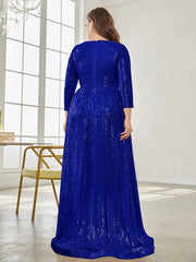 Sleeves Sequins Evening Dress