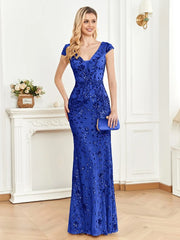 Long Mermaid Formal Deep V-neck Prom Dresses