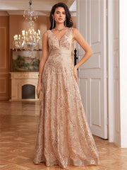 Sequins Blue Evening Dress