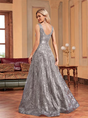 Sequins Blue Evening Dress