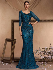 V-neck Prom Elegant Long sleeve Wedding Party Cocktail Gowns