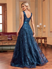 Sequins Blue Evening Dress
