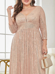 Sleeves Sequins Evening Dress
