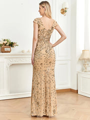 Long Mermaid Formal Deep V-neck Prom Dresses