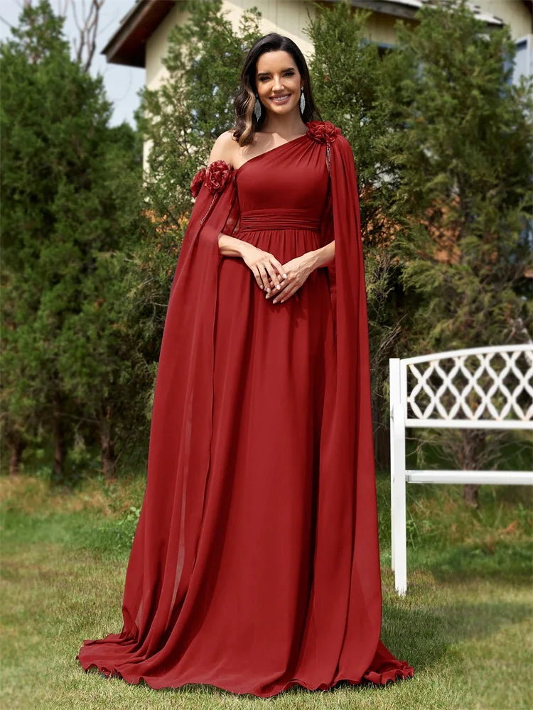 Chiffon Streamer Navy Evening Dress | XUIBOL