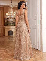 Sequins Blue Evening Dress