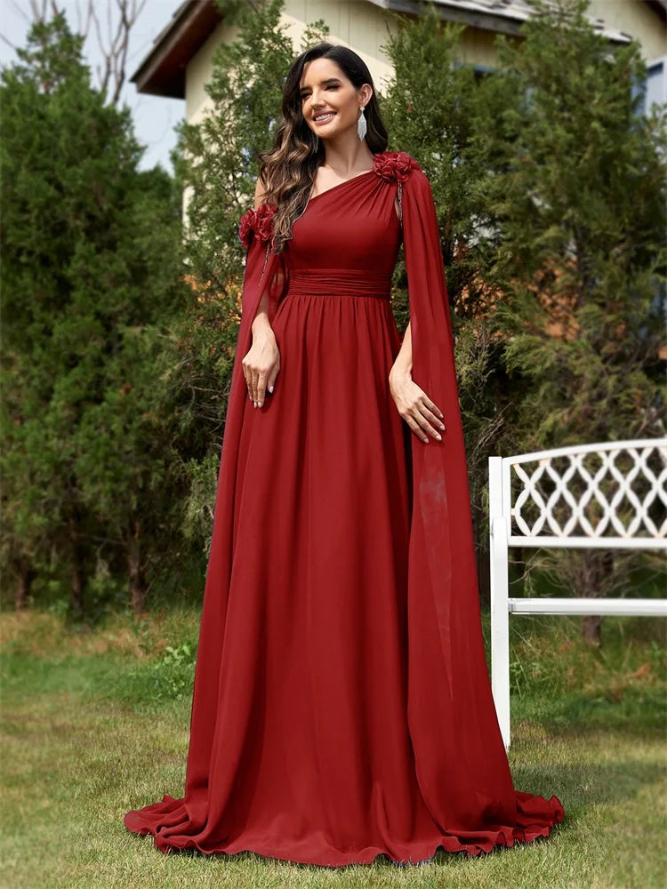 Chiffon Streamer Navy Evening Dress | XUIBOL