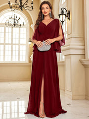 Chiffon Long Sleeve Navy Evening Dress