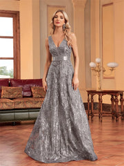 Sequins Blue Evening Dress