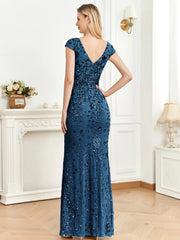 Long Mermaid Formal Deep V-neck Prom Dresses