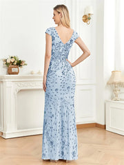Long Mermaid Formal Deep V-neck Prom Dresses