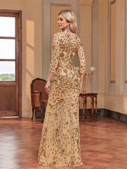 V-neck Prom Elegant Long sleeve Wedding Party Cocktail Gowns